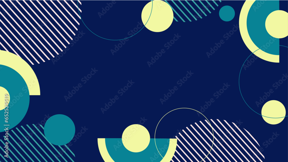 Flat design geometric blue background with green memphis pattern