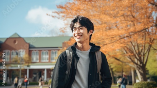 Portrait of a young Asian male university student outdoors © Krtola 
