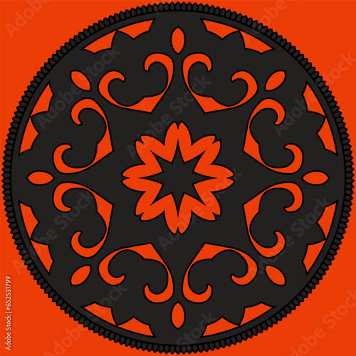 Mandala pattern on orange background. Decorative element for design.
