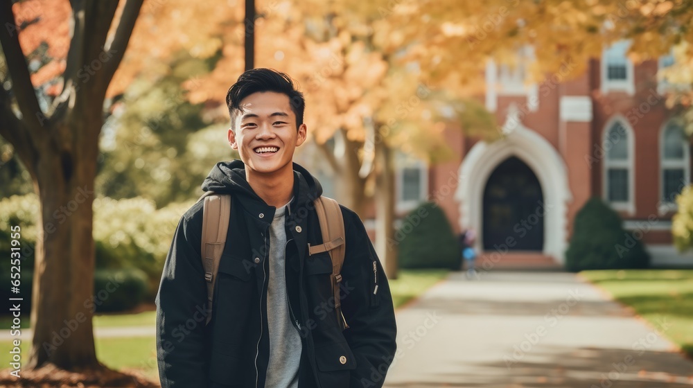 Portrait of a young Asian male university student outdoors Portrait of a young Asian male university student outdoors