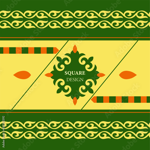 Vintage ornamental background. Template, workpiece for your design. Ornamental elements and motifs of Kazakh, Kyrgyz, Uzbek, national Asian decor for plate, textile and print design. 