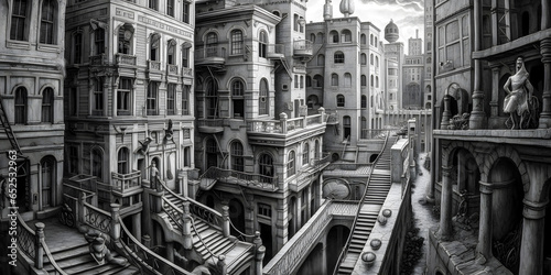 Intricate Gravure Cityscape  Generative AI Artwork