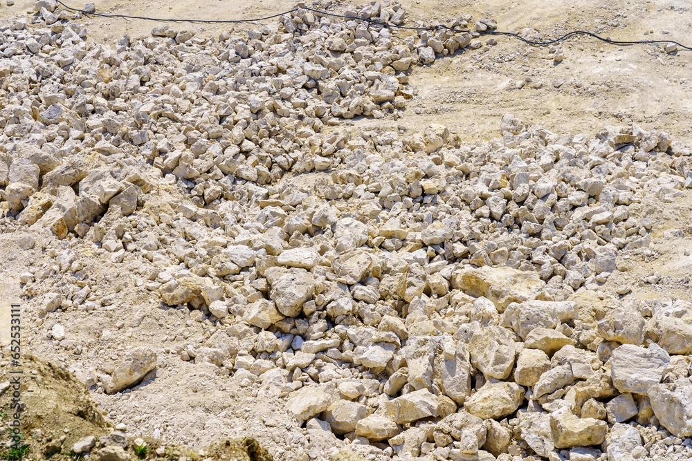 Stone quarry. Background with selective focus and copy space Stone quarry. Background with selective focus and copy space