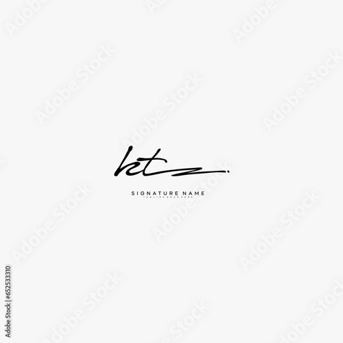 premium KT letter signature logo in handwriting art style monogram vector illustration template