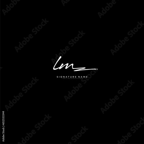 premium LM letter signature logo in handwriting art style monogram vector illustration template