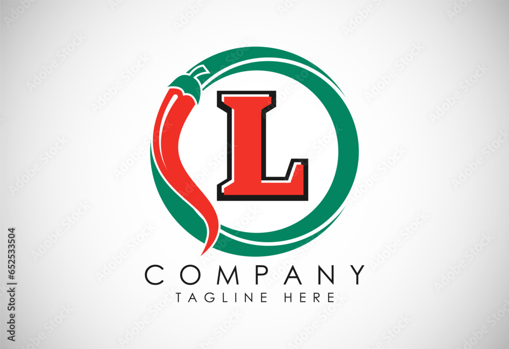 English Alphabet L With Red Chilli Logo Design. Graphic Alphabet Symbol For Corporate Business English Alphabet L With Red Chilli Logo Design. Graphic Alphabet Symbol For Corporate Business
