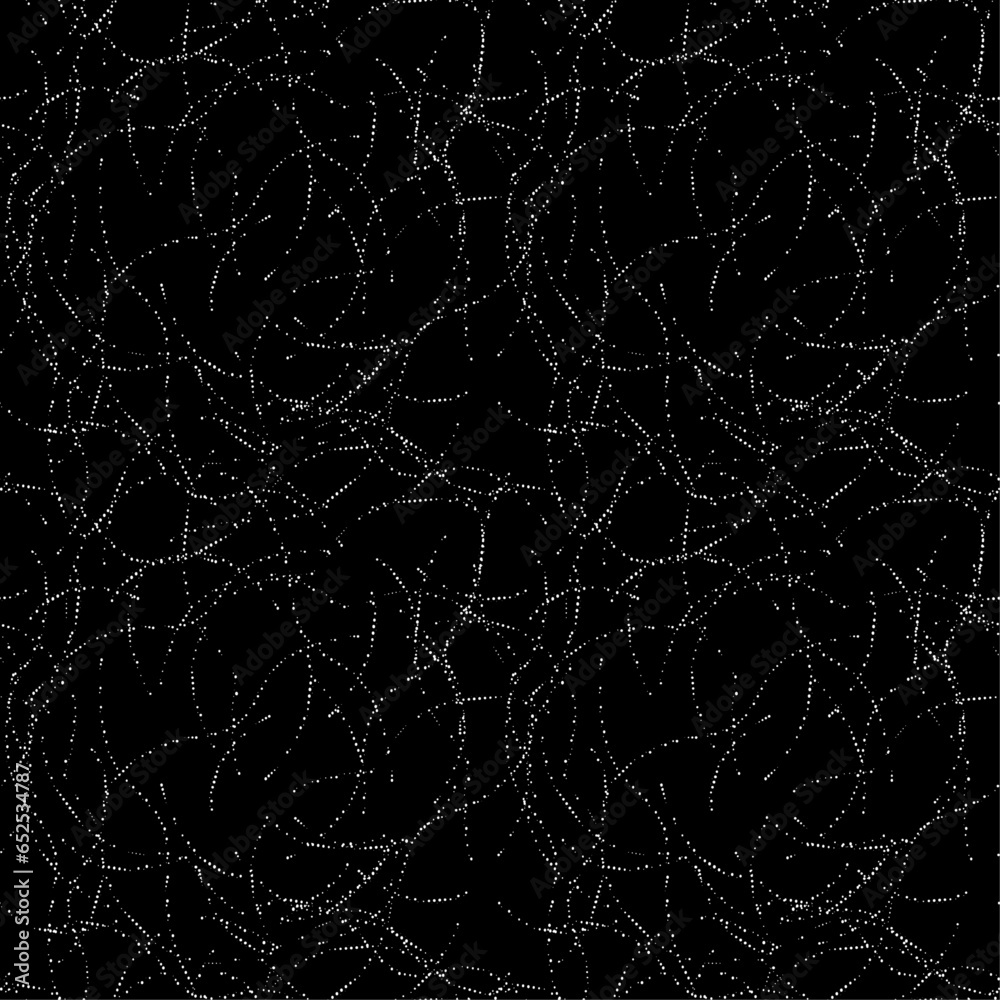 Seamless abstract pattern with white dotted lines on black background For fabric banners surface design packaging wrapping paper wallpaper Vector illustration