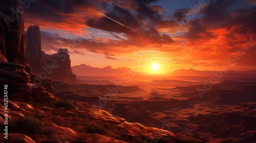 Breathtaking canyon sunset, spooky rock formations Game Art © Damian Sobczyk