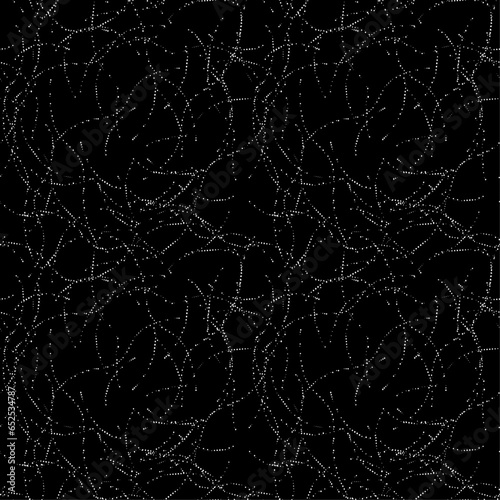 Seamless abstract pattern with white dotted lines on black background For fabric banners surface design packaging wrapping paper wallpaper Vector illustration © Liubov