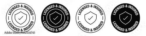 Licensed and insured vector symbol set photo