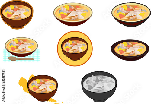 豚汁のイラストセット