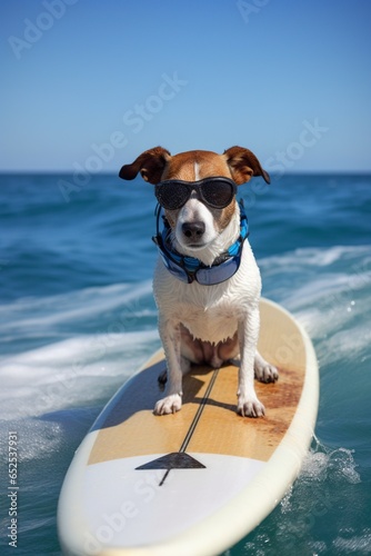 dog surfing on a surfboard © Jorge Ferreiro