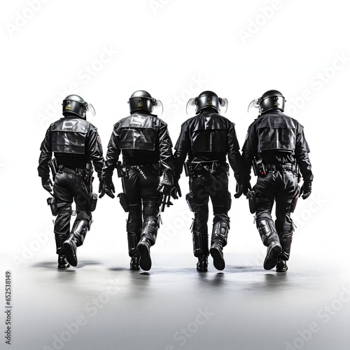 Black and White Riot Police Sketch on White Background. Generative AI.