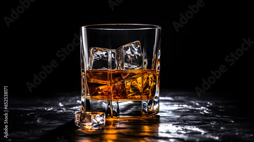 Glass of Whiskey - Whisky on Ice - Generative AI