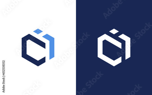 letter ci or ic logo design vector template