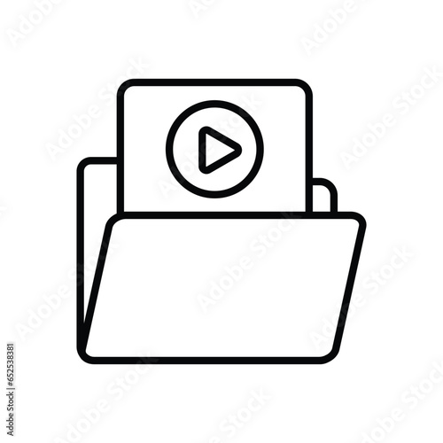 File folder with play button symbol icon vector. Play and pause video button icon. File folder line icon vector illustration for graphic design, UI, or digital web. photo