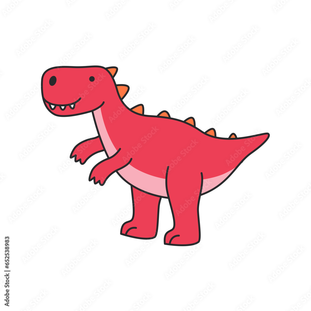 Obraz premium Cute cartoon dinosaur. Vector illustration isolated on a white background.
