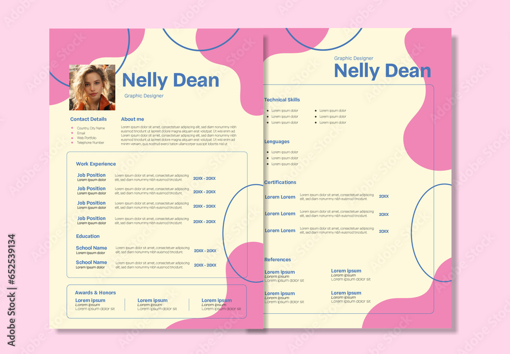 Organic Shapes Modern Resume Layout Stock Template Adobe Stock 6001