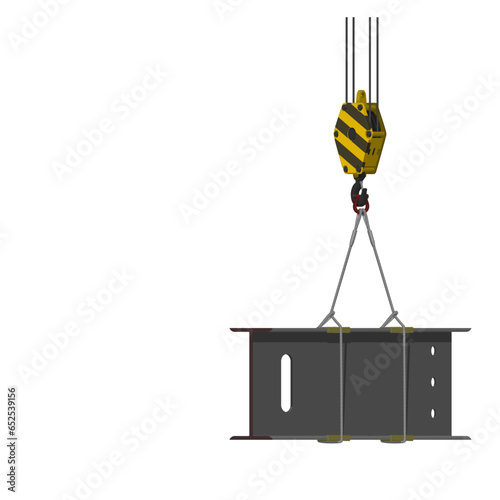 Chocker hitch of wire rope sling on white background