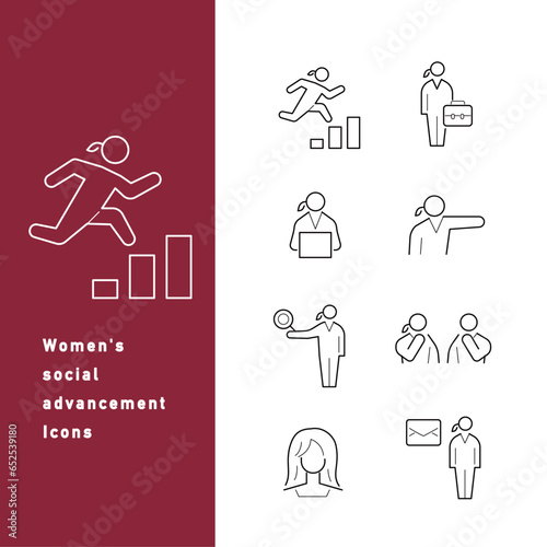 働く女性と女性の社会進出のアイコンセット