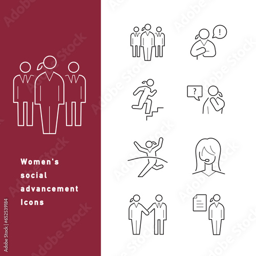 働く女性と女性の社会進出のアイコンセット