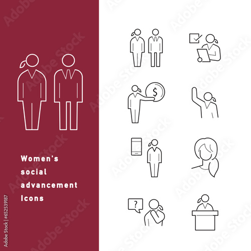 働く女性と女性の社会進出のアイコンセット