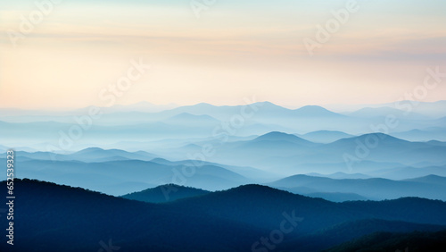 Mountains in silhouette with shadows of blue hues