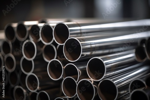 blurred gray industrial steel pipes