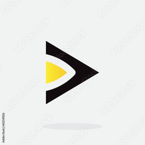 Play button for media app logo design. Streaming service app Logotype. Multimedia player icon design element for Music and movie start sign, audio and video editor logo