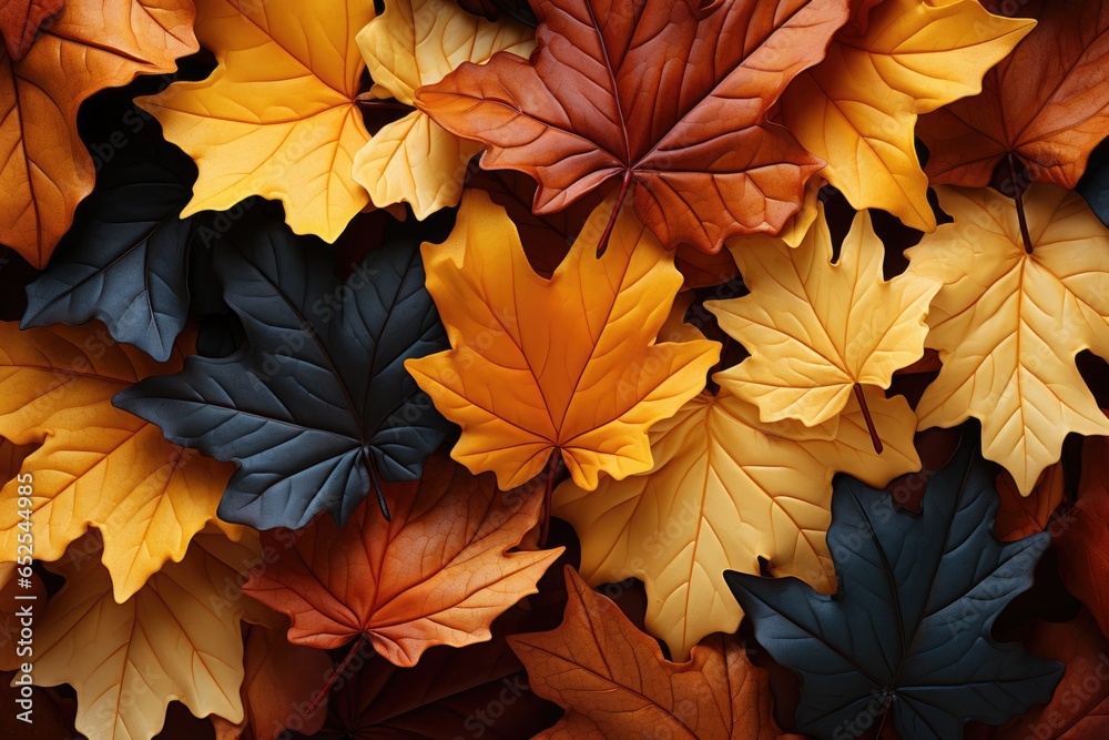 Autumn's Embrace: Leaves Adorned in Warm Colors Paint the Landscape