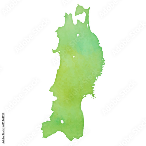 水彩風の地図　東北地方のイラスト