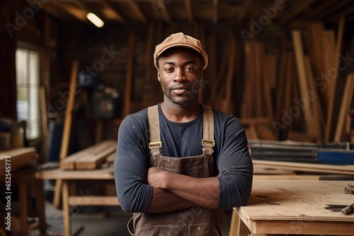 Black Man Carpenter Occupation Job Work Environment Background Generative AI