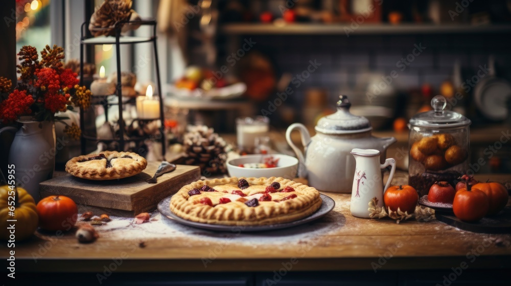 christmas table setting with christmas decorations