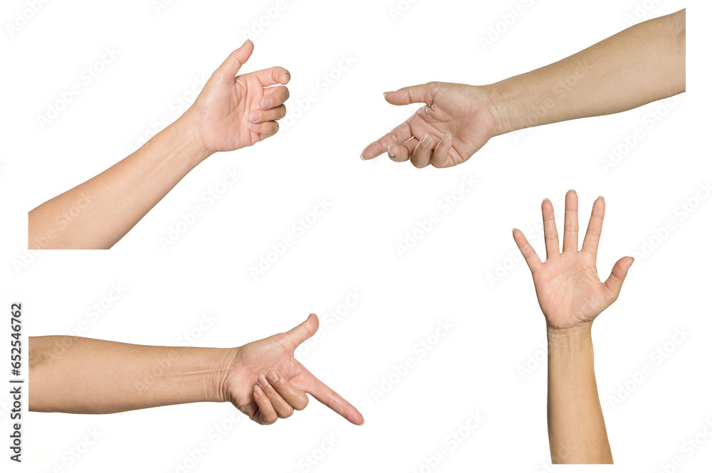 Set of Woman hand gestures isolated on white background. Set of Woman hand gestures isolated on white background.