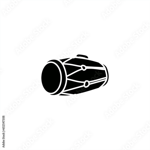  minimalist silhouette illustration of the kendhang percussion musical instrument. icon or logo. monochrome. stamp sign