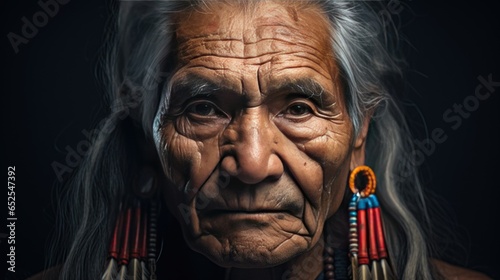 A Story in the Eyes: Studio Capture of an Indigenous Elder Conveying Wisdom and Heritage.- generative AI, fiction Person