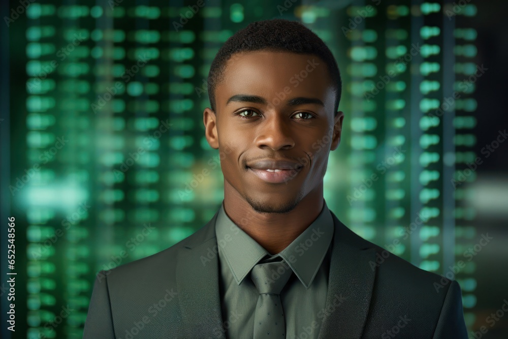 Black Man Data Analyst Occupation Employment Work Environment Background Generative AI