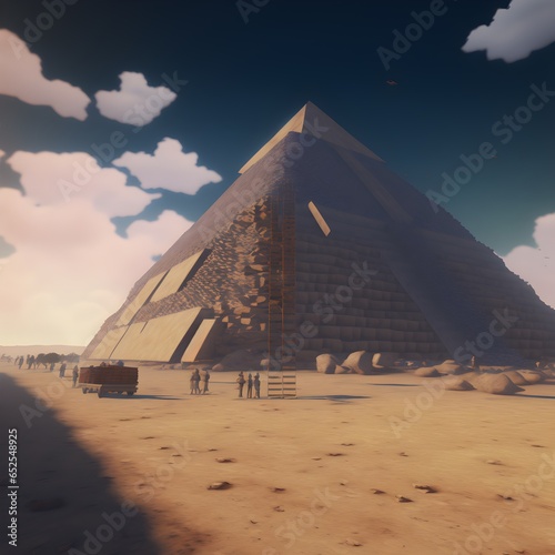 realistic photography of building THE GREAT PYRAMID by people year 2500 BC pro photography 55 mm lens cam unreal engine 