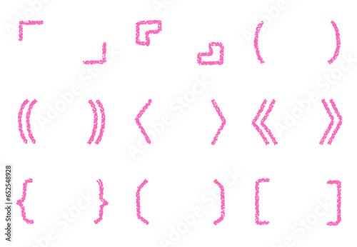 クレヨン素材　手描きの装飾パーツ　カッコセット