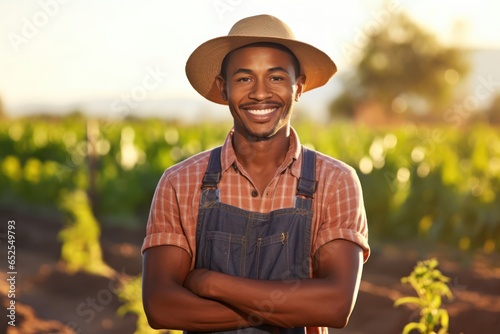 Black Man Farmer Professional Job Expertise Work Environment Background Generative AI