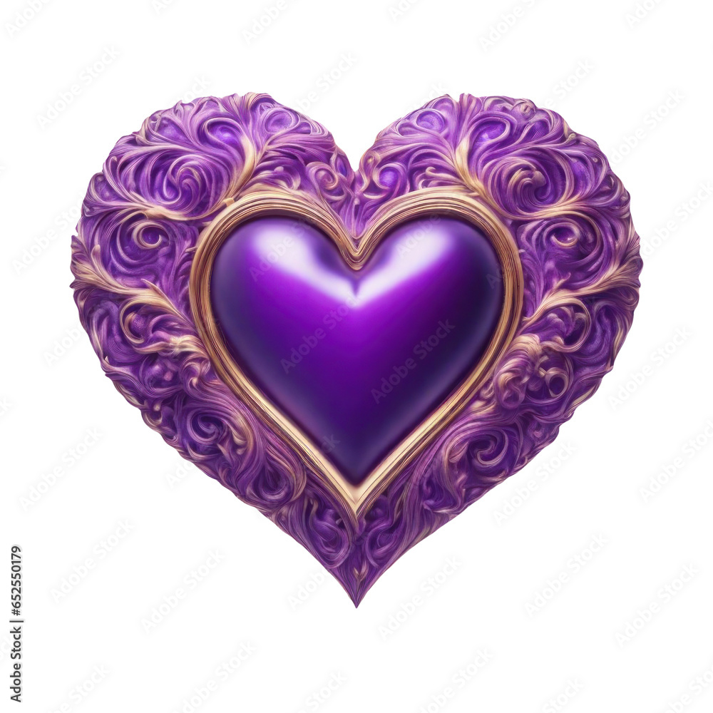 Beautiful isolated purple romantic heart for valentine with copy space png file