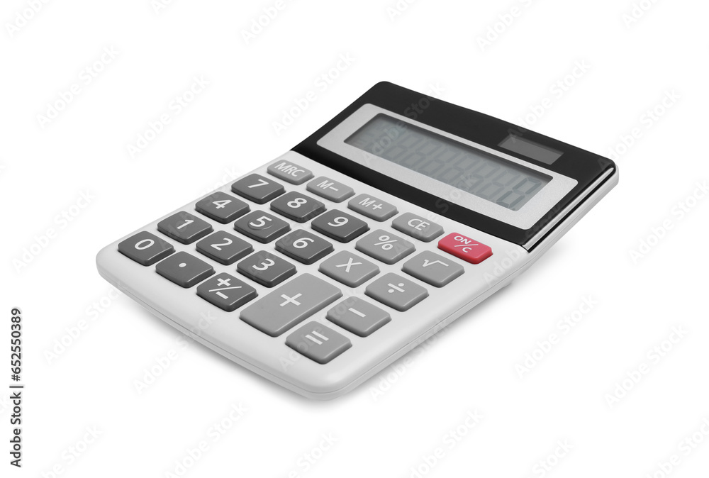 Modern calculator isolated on white. Office stationery Modern calculator isolated on white. Office stationery