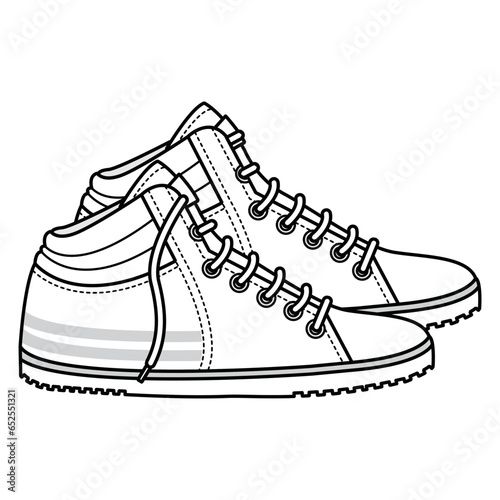 Technical drawing of a sleek shoe design.