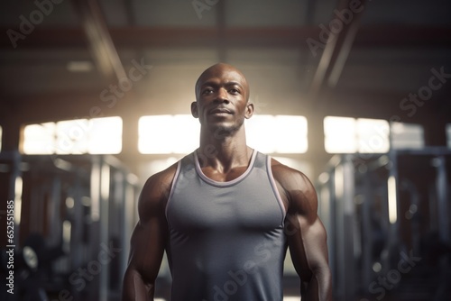 Black Male Fitness Trainer Professional Work Role Work Environment Background Generative AI