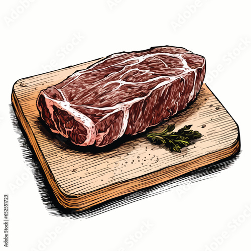 A steak drawn in black and white