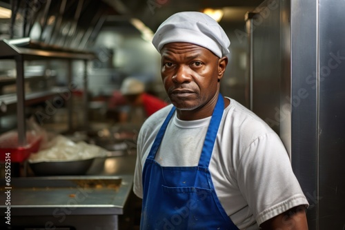 Black Man Food Preparation Worker Employee Career Workplace Background Generative AI