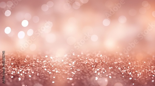 Pink gold glittering bokeh background for New year 2024 and holidays celebration, Generative ai