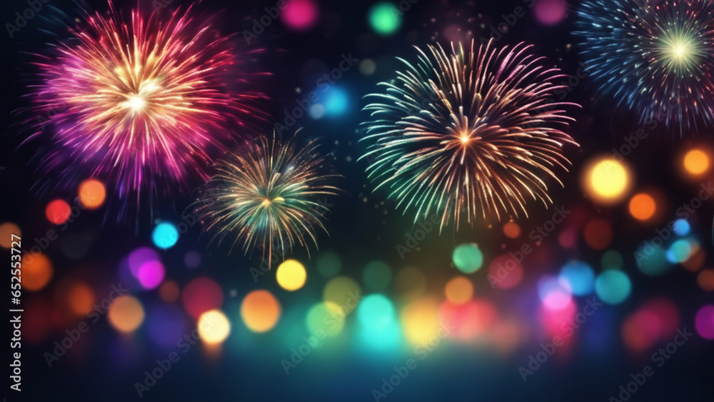 Obraz premium colorful fireworks bokeh background