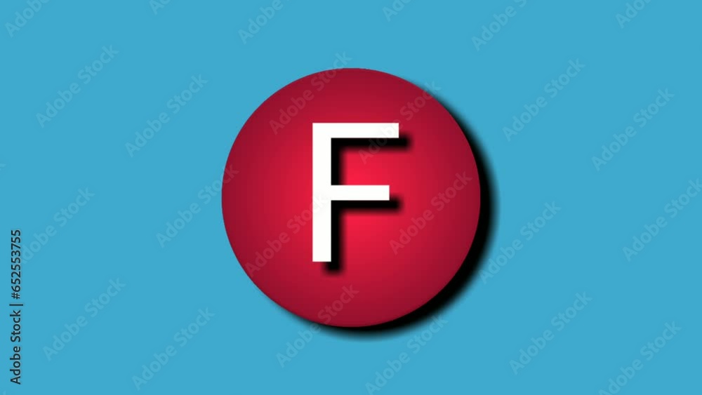 Alphabet Capital letter F on red sphere Animation Motion graphics on blue Screen background for video elements Alphabet Capital letter F on red sphere Animation Motion graphics on blue Screen background for video elements