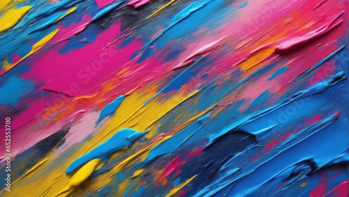 Close-Up of Rough Multicolored Neon Art Painting Texture